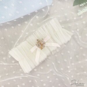 Liga de novia mesa plisado listón nude hoja de joyería – 1460 C