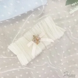 Liga de novia mesa plisado listón nude hoja de joyería – 1460 C