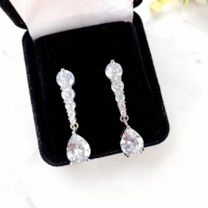 Aretes para Novia de Cristal Austriáco plata – Lágrima