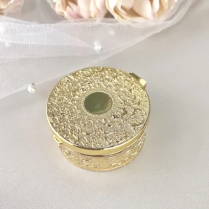 Cofre Porta Arras de Boda Circular Grabado Oro