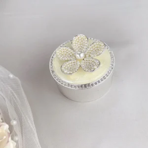 Cofre Porta Arras de Boda Flor Perlas Ivory