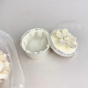 Cofre Porta Arras de Boda Flor Perlas Ivory
