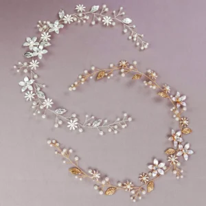 Guía de Novia Flor Metalizada Concentras de Zirconia y Perlas – LIRIO