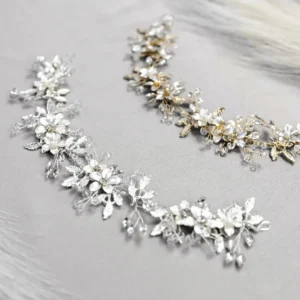 Guía de Novia Flores Metal Satinado Cristal Austriaco – FIJI