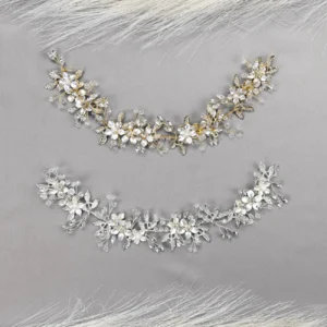 Guía de Novia Flores Metal Satinado Cristal Austriaco – FIJI