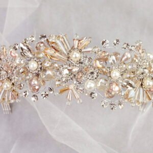 Tiara de Novia Cristal Checo con Zirconias y Perlas – REALEZA