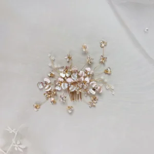 Tocado de Novia Flores Satinadas Zirconias – RIMINI CHICO