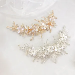 Tocado de Novia Flores Zirconias Encasquillas – BAIONA