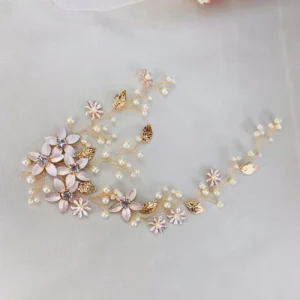 Tocado de Novia Guías Flores Metalizadas Flexible – LIRIO #1