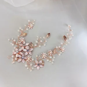 Tocado de Novia Guías Flores Metalizadas Flexible – LIRIO #1