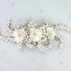 Tocado de Novia Zirconias Flores Hilo Satín – RESPLANDOR GDE