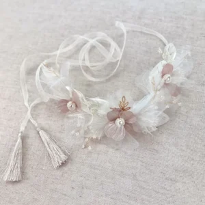 Tocado para Primera Comunión Flores Hojas Metal – MAGDALENA